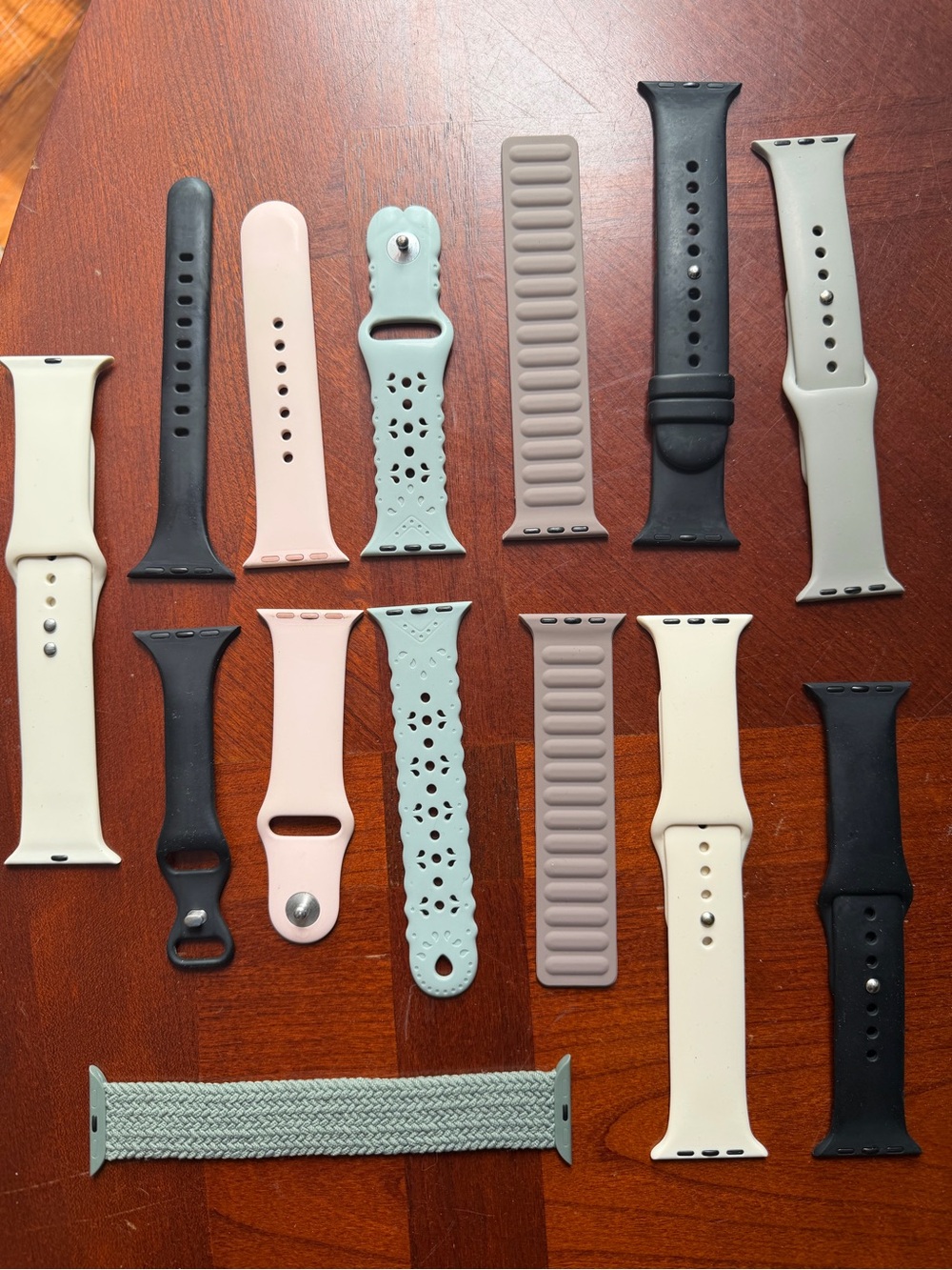 Apple Watch Bands Lot - Black, Pink, Mint, Taupe, Cream